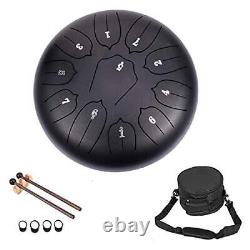 10 Inch 11 Notes Steel Tongue Drum, GGHKDD Chakra Tank Drum with 4 Fin