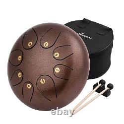 10-inch Steel Tongue Drum Pan Percussion Instrument 8 Note with Mallet Bracket