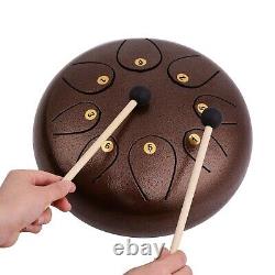 10-inch Steel Tongue Drum Pan Percussion Instrument 8 Note with Mallet Bracket