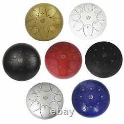 10in 8-Notes Steel Tongue Drum C Key Percussion Instrument Hand Pan White GL