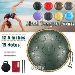 12.5'' 15 Notes Steel Tongue Drum Tank Drum Music Percussion Instrument+Bag