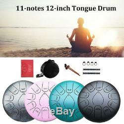12 Inch Steel Tongue Drum 11-Tone Hand Pan Drum With Mallets Carry Bags