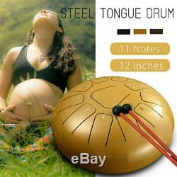 12'' Steel Tongue Drum G Tune 11 Notes Handpan Hand Tankdrum Mallets Yoga + Bag