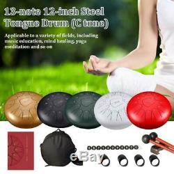 12 Steel Tongue Drum Handpan 13 Notes G Tune Percussion Drum with Bag Mallets Set