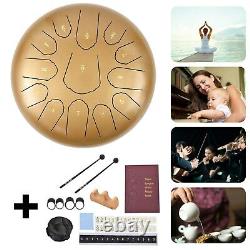 12 Steel Tongue Drum Handpan 13 Notes Gold Meditation with Bag Music Book GB