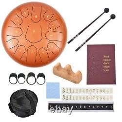 12 Steel Tongue Drum Handpan 13 Notes Orange Meditation With Bag Music Book