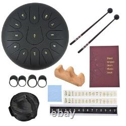 12 Steel Tongue Drum Handpan Drum 13 Notes Black Meditation with Bag Music Book