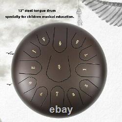 12 Steel Tongue Drum Handpan Drum 13 Notes Brown Meditation with Bag Music Book