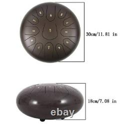 12 Steel Tongue Drum Handpan Drum 13 Notes Brown Meditation with Bag Music Book