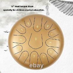 12 Steel Tongue Drum Handpan Drum 13 Notes Gold Meditation with Bag Music Book
