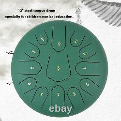 12 Steel Tongue Drum Handpan Drum 13 Notes Green Meditation with Bag Music Book