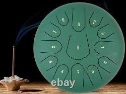 12 Steel Tongue Drum Handpan Drum 13 Notes Green Meditation with Bag Music Book Y