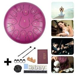 12 Steel Tongue Drum Handpan Drum 13 Notes Meditation With Bag Music Book Purple