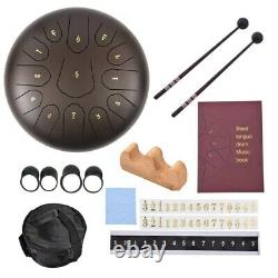 12 Steel Tongue Drum Handpan Drum 13 Notes Meditation with Bag Music Book Brown
