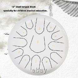 12 Steel Tongue Drum Handpan Drum 13 Notes Meditation with Bag Music Book White