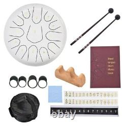 12 Steel Tongue Drum Handpan Drum 13 Notes Meditation with Bag Music Book White