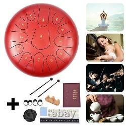12 Steel Tongue Drum Handpan Drum 13 Notes Red Meditation with Bag Music Book F