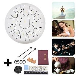 12 Steel Tongue Drum Handpan Drum 13 Notes White Meditation with Bag Music Book Y