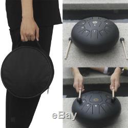 12'' Steel Tongue Drum Handpan with Mallets Bag for Yoga Meditation Black