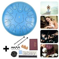 12 Steel Tongue Handpan Drum 13 Notes Blue Meditation with Bag Music Book GB
