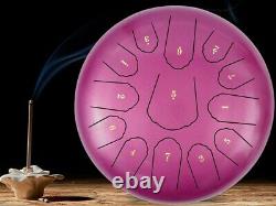 12 Steel Tongue Handpan Drum 13 Notes Purple Meditation With Bag Music Book GB
