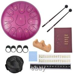 12 Steel Tongue Handpan Drum 13 Notes Purple Meditation With Bag Music Book UK