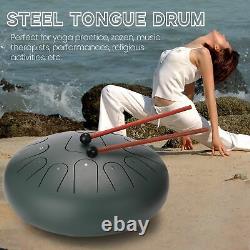 12-inch 13-Tone Steel Tongue Drum Mini Hand Pan with Drumstick Percussion