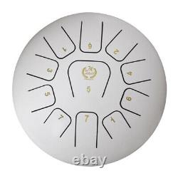 12inch Stainless Steel Tongue Drum Lotus Drum White with 1 Pair Mallets, Bag