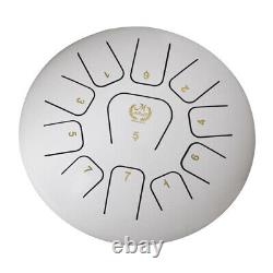 12inch Stainless Steel Tongue Drum Lotus Drum White with 1 Pair Mallets, Bag