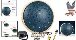 13 inch 15 Note Steel Tongue Drum Navy Blue Music Book & Carry Bag