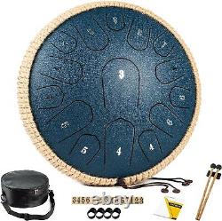 13 inch 15 Note Steel Tongue Drum Navy Blue Music Book & Carry Bag