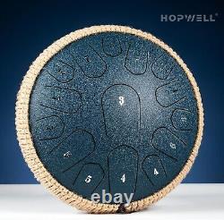 13 inch 15 Note Steel Tongue Drum Navy Blue Music Book & Carry Bag