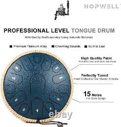 13 inch 15 Note Steel Tongue Drum Navy Blue Music Book & Carry Bag