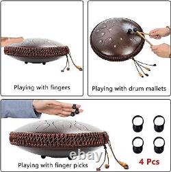 14 Inch Steel Tongue Drum 15 Notes Hand Drum Percussion Instrument Tank Drum Set