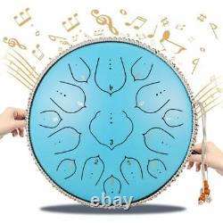 14 inch 15 Tune Hand Pan Tank Steel Tongue Drum Percussion Instrument (Blue)