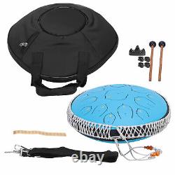 14 inch Steel Tongue Drum D-Key 15 Notes Hand Pan Drum with Accessory Blue