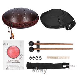 14in 15 Tone D Steel Tongue Drum With Bag Mallets Bracket For Heart Dark Brown