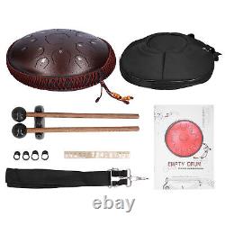 14in 15 Tone D Steel Tongue Drum With Bag Mallets Bracket For Heart Dark Brown