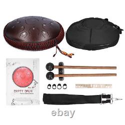 14in 15 Tone D Steel Tongue Drum With Bag Mallets Bracket For Heart Dark Brown