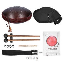 14in 15 Tone D Steel Tongue Drum With Bag Mallets Bracket For Heart Dark Brown