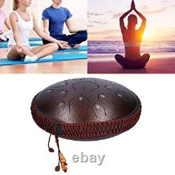 14in 15 Tone D Steel Tongue Drum With Bag Mallets Bracket For Heart Dark Brown