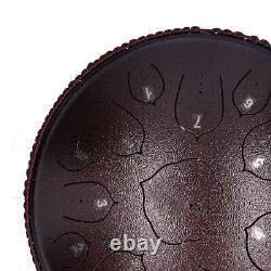 14in 15 Tone D Steel Tongue Drum With Bag Mallets Bracket For Heart Dark Brown