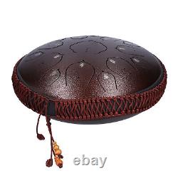 14in 15 Tone D Steel Tongue Drum With Bag Mallets Bracket For Heart Dark Brown