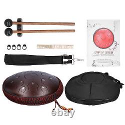 14in 15 Tone D Steel Tongue Drum With Bag Mallets Bracket For Heart Dark Brown