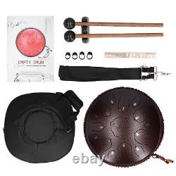 14in 15 Tone D Steel Tongue Drum With Bag Mallets Bracket For Heart Dark Brown