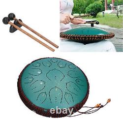 14in 15 Tone D Steel Tongue Drum With Bag Mallets Bracket For Heart Navy Blue