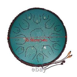 14in 15 Tone D Steel Tongue Drum With Bag Mallets Bracket For Heart Navy Blue