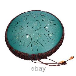 14in 15 Tone D Steel Tongue Drum With Bag Mallets Bracket For Heart Navy Blue