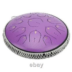 14in Steel Tongue Drum 15 Notes Key Purple Ethereal Drum For Personal
