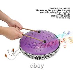 14in Steel Tongue Drum 15 Notes Key Purple Ethereal Drum For Personal